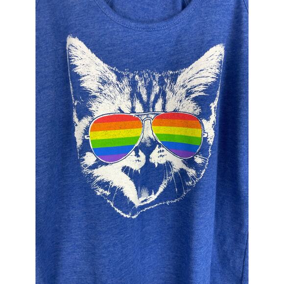 Tipsy Elves Blue Razorback Tank Top Cat Aviator Sunglasses Small Funny Weird - Picture 2 of 8